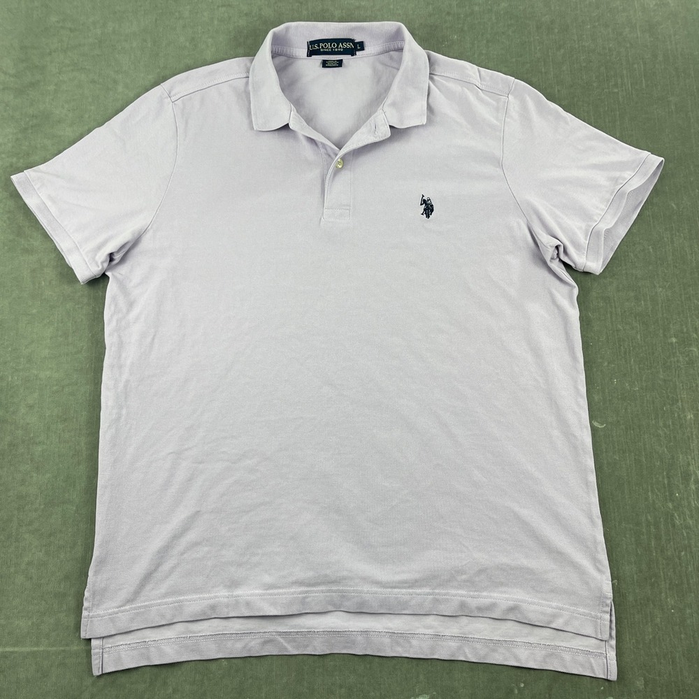 U.S. Polo Assn Men L‎ Lavender Polo Shirt Short Sleeve Cotton Pique Logo